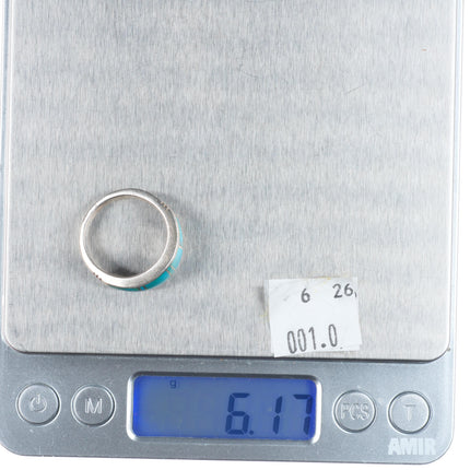 sz8 Chee Navajo Supersmith sterling silver ring with nice turquoise inlay