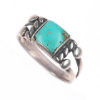 sz8 Antique Navajo ingot silver square turquoise ring beaded accents