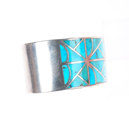 6.5" Lambert Homer Zuni sterling silver Blue Gem turquoise cuff bracelet
