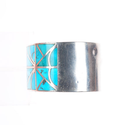 6.5" Lambert Homer Zuni sterling silver Blue Gem turquoise cuff bracelet