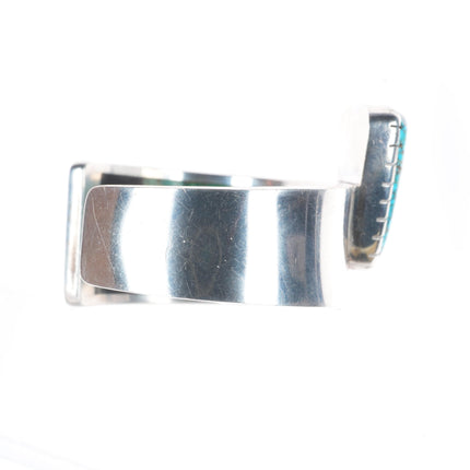 6" Bobby Tewa Hopi inside turquoise/coral inlaid sterling silver cuff bracelet