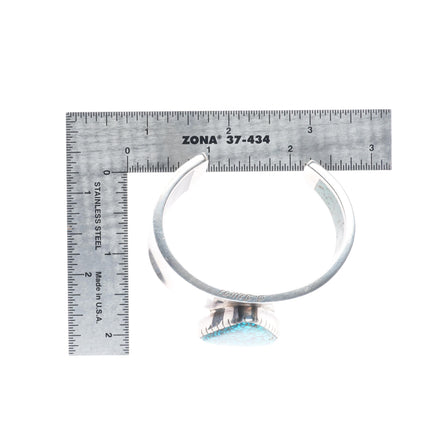 6" Bobby Tewa Hopi inside turquoise/coral inlaid sterling silver cuff bracelet