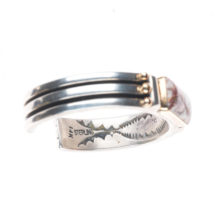 6.1" Orville Tsinnie Navajo 14k gold/Sterling silver Wild Horse cuff bracelet