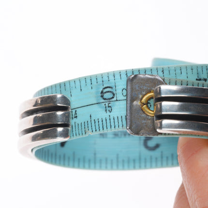 6.1" Orville Tsinnie Navajo 14k gold/Sterling silver Wild Horse cuff bracelet