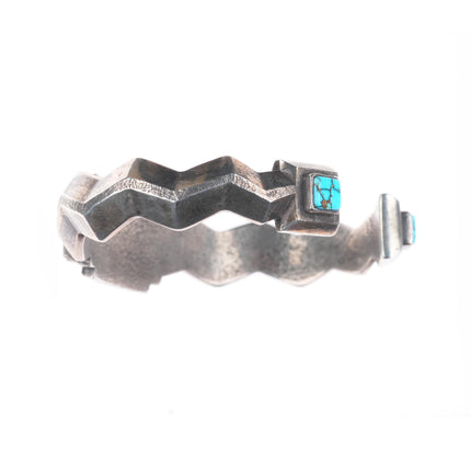 7.4" Native American spiderweb turquoise Tufa Cast sterling silver cuff bracelet