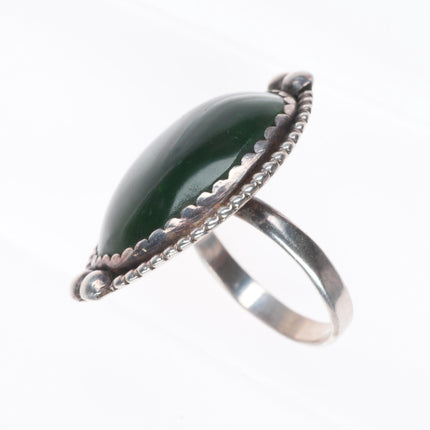 sz11 Big Navajo sterling silver green turquoise or jade ring