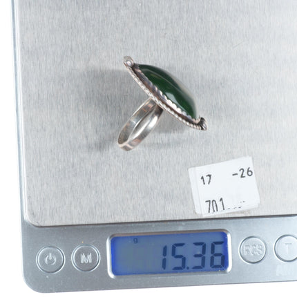 sz11 Big Navajo sterling silver green turquoise or jade ring