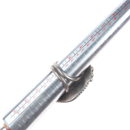 sz11 Huge vintage Navajo sterling silver men's ring with nice turquoise nugget