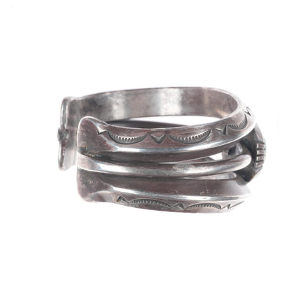 6.75" Heavy vintage Navajo carinated sterling silver turquoise cuff bracelet