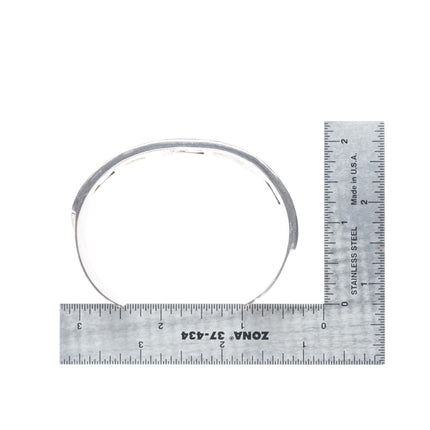 7" Vintage Zuni sterling silver turquoise inlay cuff bracelet wave/water design