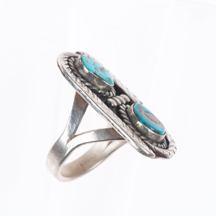 sz10 Vintage Navajo men's snake ring sterling silver with nice turquoise