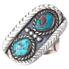 sz10 Vintage Navajo men's snake ring sterling silver with nice turquoise