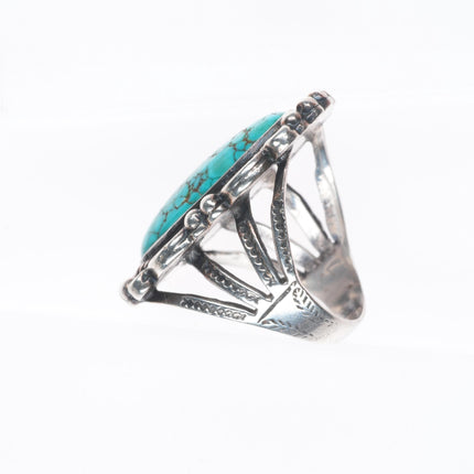 sz7 30's-40's Vintage Navajo sterling silver high grade turquoise ring
