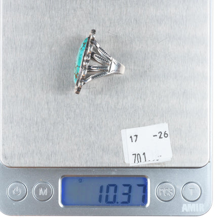 sz7 30's-40's Vintage Navajo sterling silver high grade turquoise ring