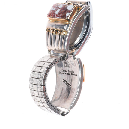 Orville Tsinnie Navajo sterling silver 14k gold Wild Horse watch tips