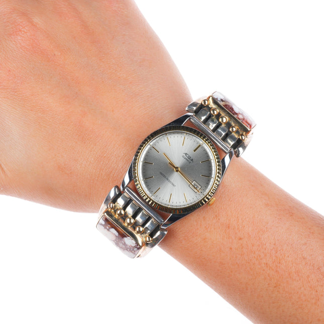 Orville Tsinnie Navajo sterling silver 14k gold Wild Horse watch tips