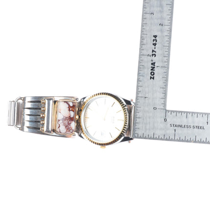 Orville Tsinnie Navajo sterling silver 14k gold Wild Horse watch tips