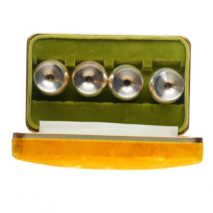 Set Gorham Modernist sterling silver colored enamel footed shot glass set