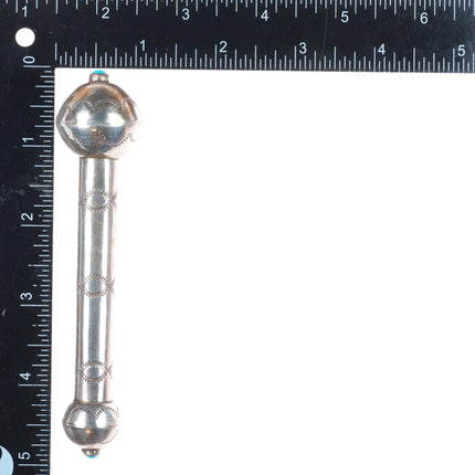 Kirk Smith Navajo & Other sterling silver/turquoise hand stamped baby rattles