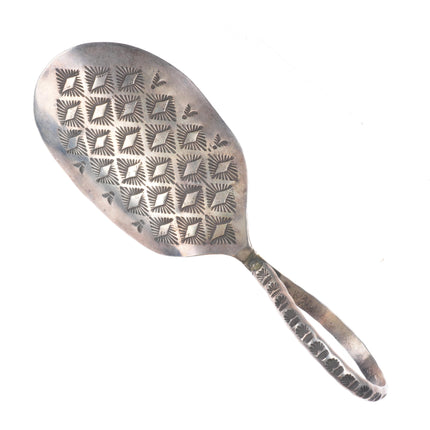 Vintage Navajo hand stamped sterling silver coffee/tea caddy scoop