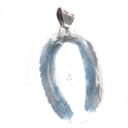 Huge Robert and Bernice Leekya Zuni sterling silver 3 stone turquoise pendant