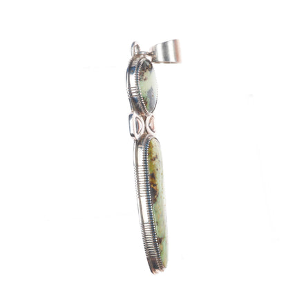 Large Gibson Nez Navajo/Apache sterling silver green turquoise pendant