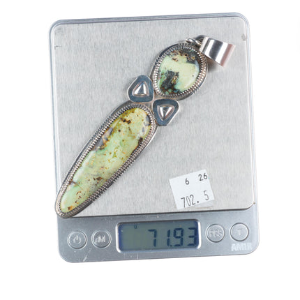 Large Gibson Nez Navajo/Apache sterling silver green turquoise pendant