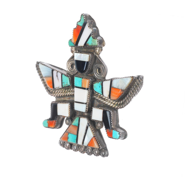 c1940's Zuni spiny oyster/turquois/jet knifewing pin/brooch