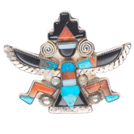 c1940's Zuni spiny oyster/turquois/jet/shell knifewing brooch/pin