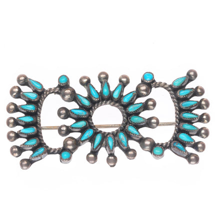 Vintage Zuni sterling silver petit point turquoise butterfly pin/brooch