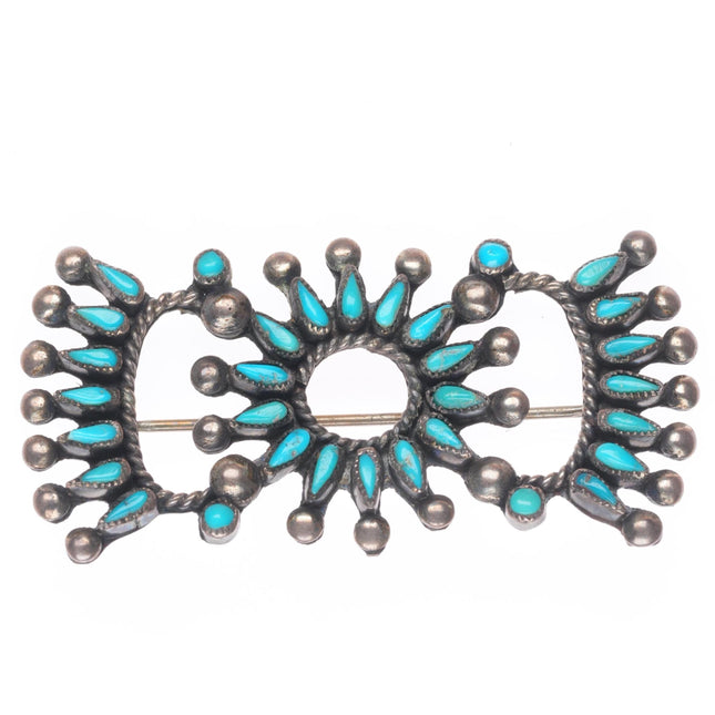 Vintage Zuni sterling silver petit point turquoise butterfly pin/brooch