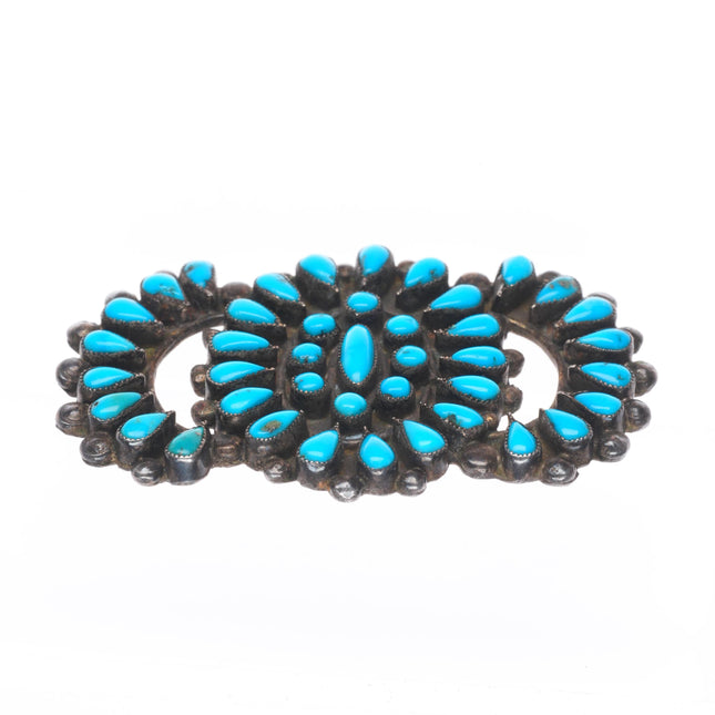 Vintage Zuni sterling silver petit point turquoise butterfly cluster pin/brooch