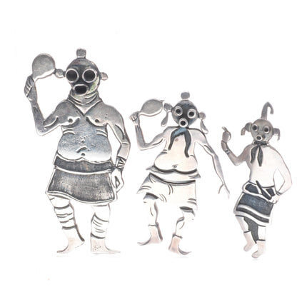 collection vintage Hopi sterling silver mudhead Kachina pins/brooch lot