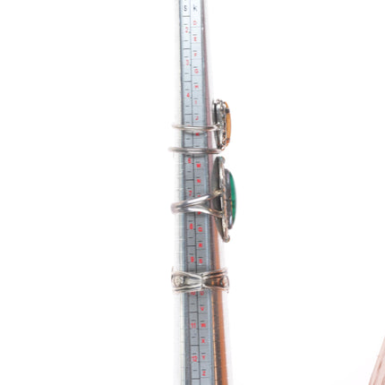 sz5-13 Southwestern/Navajo sterling silver turquoise/coral/shell ring lot