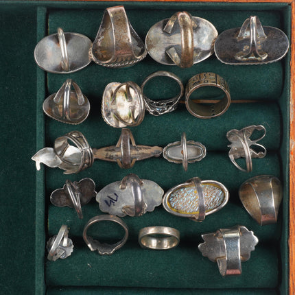 sz5-13 Southwestern/Navajo sterling silver turquoise/coral/shell ring lot