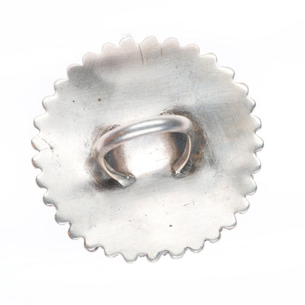 sz6 Big Vintage Zuni sterling silver needlepoint gem turquoise ring