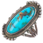 sz5.5 c1930's Navajo sterling silver twisted wire bezel 4 shank turquoise ring