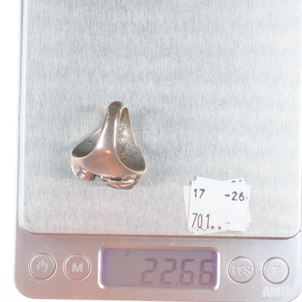 sz10.5 Bisbee Turquoise Vintage Navajo sterling silver men's ring