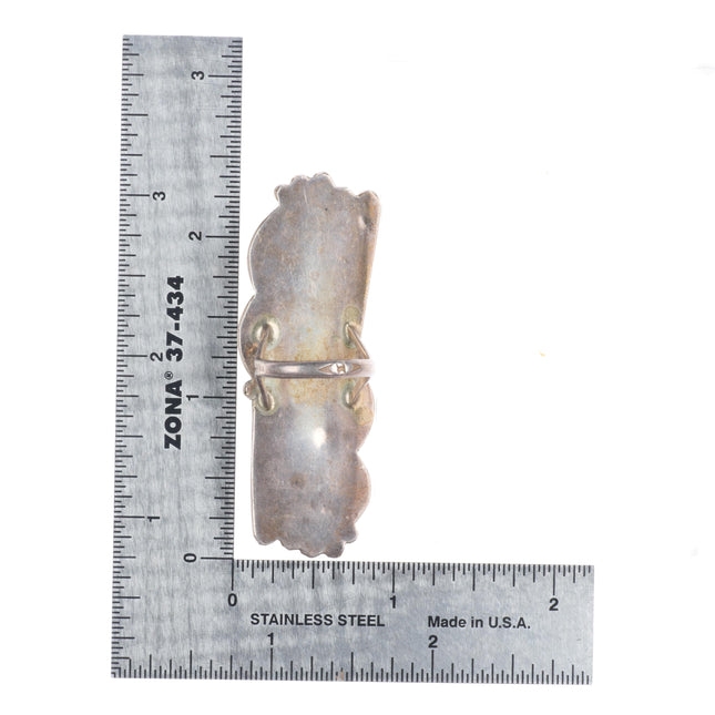 sz6 Long vintage Navajo sterling silver abstract turquoise ring