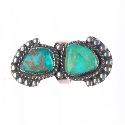 sz9 Big Vintage Navajo sterling silver ring with nice green turquoise