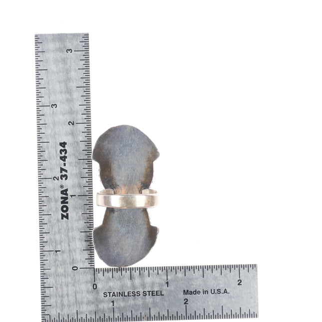 sz9 Big Vintage Navajo sterling silver ring with nice green turquoise