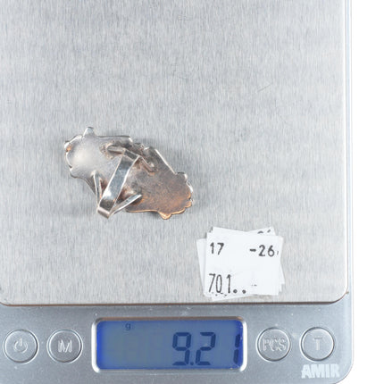 sz6.5 c1950 vintage Navajo sterling silver petrified wood agate long ring