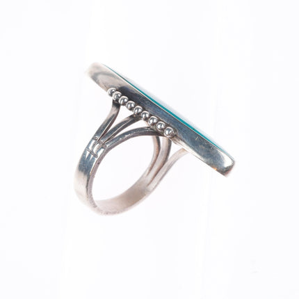 sz7 c1940's vintage Navajo Gem Silica long sterling silver ring