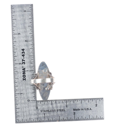 sz7 c1940's vintage Navajo Gem Silica long sterling silver ring