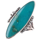 sz7 c1940's vintage Navajo Gem Silica long sterling silver ring
