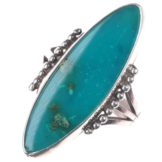 sz7 c1940's vintage Navajo Gem Silica long sterling silver ring
