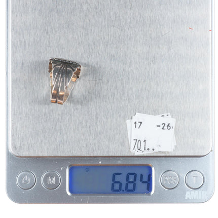 sz7 Chester Benally Navajo sterling silver onyx channel inlay ring