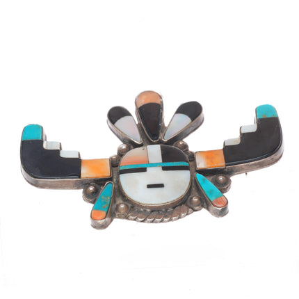 1940's Vintage Zuni sterling silver spiny oyster, turquoise Tablita pin/brooch