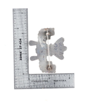 1940's Vintage Zuni sterling silver spiny oyster, turquoise Tablita brooch/pin