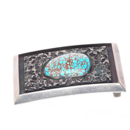 c1950 Frank Patania Sr-Thunderbird Shop sterling silver #8 turquoise belt buckle